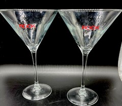 ENCHANTED ROCK VODKA LARGE STEM GLASSES SET OF TWO (2) RARE