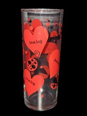 Anchoring Hocking Love Bug Lady Bug Red Heart Cylinder Cocktail Glass or Vase 6″