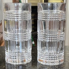 Ralph Lauren Cut Glass Highball Glasses Clear Straight Glossy Two-Piece Set