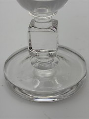 Fluted Champagne Glasses Set 2 W/square Stem Thick Base 6.25” Tall Clear Glass