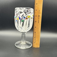 RARE James Moody Signed Handmade Hand Blown Colorful Art Glass Tumbler Goblet 7”