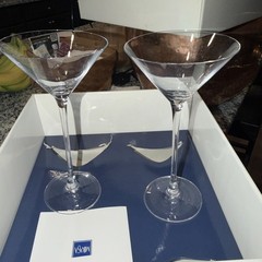 Set of 2 Mikasa High Rise Martini Glasses Tall 9 3/8 inch tall Vintage, 1990s