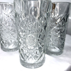 Set of 4 Libbey Hobstar Star Burst Clear Glass 6″ Tumblers Highball Ice Tea NEW
