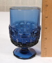 LE Smith Cobalt Blue Glass Wicker Basket Weave Ice Tea/Cocktail Tumbler, 3 Sizes