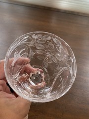 STUNNING SET(12) POLO PLAYER ON HORSEBACK/Floral Etched Crystal Water Goblets 8″