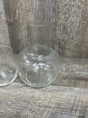 Vintage Tumble Up Bedside Decanter / Carafe Clear Swirled Glass 5.5 Inch