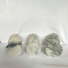 Set of 3 Marbled Stone Goblets Gray White Stone 6 in Drinkware