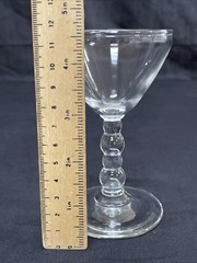 Vintage 4.5″ Mid Century MCM Coupe Clear Champagne Glass 4 Ball Knobby Stem