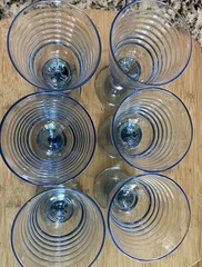Vintage Blue Wine Glassware Sirrus Pattern by Libbey Set of 6, 8oz
