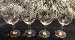 Vintage Etched Wheat Pattern Crystal Cordial Sherry Glasses-Set of 4
