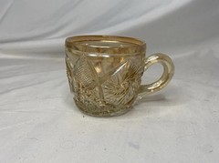 Peach Iridescent Orange McKee Carnival Glass Punch Cup Vintage Swirling Star