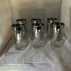 Vintage MCM KIMIKO Silver Knight Shield Highball Glasses-Set Of 6