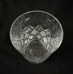 Bohemia Crystal Crystalex ~ One Criss-Cross & Cross-Hatch Cut Flat Tumbler ~ EUC