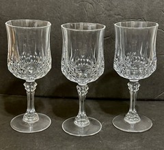 Cristal D’Arques Durand Longchamp Wine Goblet 7 1/8″h Set of 3 Capacity 6-7 oz