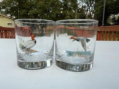 Culver Ned Smith Waterfowl DOF Double Old-Fashioned Glasses, 13.5-O Lot Of 2
