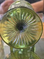 Green Pressed Glass Goblet Decorative 6.5 in x 3.75 in Drinkware