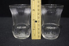 Set of 12 Vintage Blown Depression Glass Clear Ribbed Drinking Tumblers, 3 Sizes