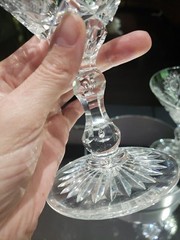 (2) Cocktail Champagne Glasses c.1904 Crystal Val Saint lambert #3157/17 cut