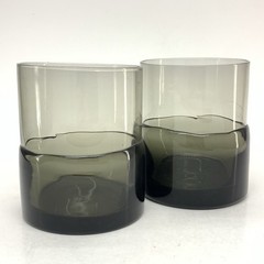 Drinking Glasses Lowball Rocks Barware 12oz Double Dip Smoke Gray Pier 1 AS-IS