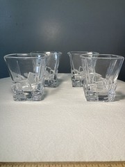 Beautiful Crystal Square Whiskey Glasses, Glacier, 10 oz Set of 4 Ice Cube Base