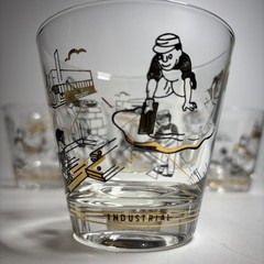 5 Vintage Lowball Industrial Trades Mid-Century Modern Barware Glass – MCM Retro