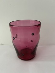 Hand blown Red Glass w/ Ghoulish Faces in The Glass. Unique OOAK.