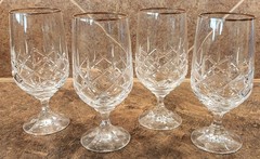 Crystal Gorham Lady Anne Gold Rim Iced Tea/Water Glasses 6 5/8″ Set 4