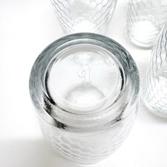 Vintage Set of 3 Pasabahce Horizon Honeycomb Glasses 5.5 inch Heavy Tumblers