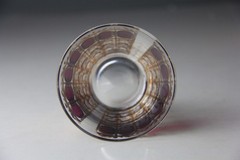Set of 4 VTG Culver Cranberry Scroll 22kt Gold Flared Rocks Whiskey Glasses-Read