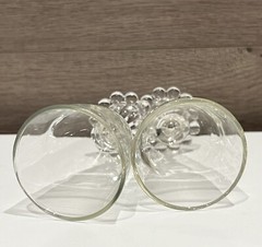 Vintage 1960s Anchor Hocking Boopie Beaded Footed Clear Glasses Set Of 2 4.25”