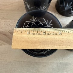 Smoke Black Cut to Clear Glass Whisky Tumblers Bamboo Pattern x4