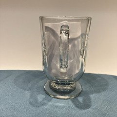 Vtg Libbey Snowflake Swirl Footed Glass Mug Blue & White on Clear | Replacement