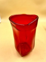 4 Vintage Hand blown 6” Dimpled Tumblers Drinking Glasses. Square Bottoms