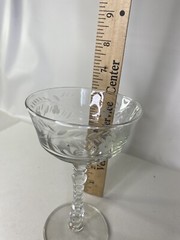 Rock Sharpe Cut Glass Wine Cocktail Tall Stem 6 1/4″ Vtg Libbey