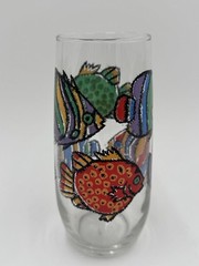 Colorful Tropical Fish Drinking Glass – Vintage Ocean Theme Barware Aquarium Art
