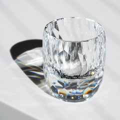 Italy Crystal Whiskey Glass Shiny Hand Cut Rock Drinking Glass 7oz Clear