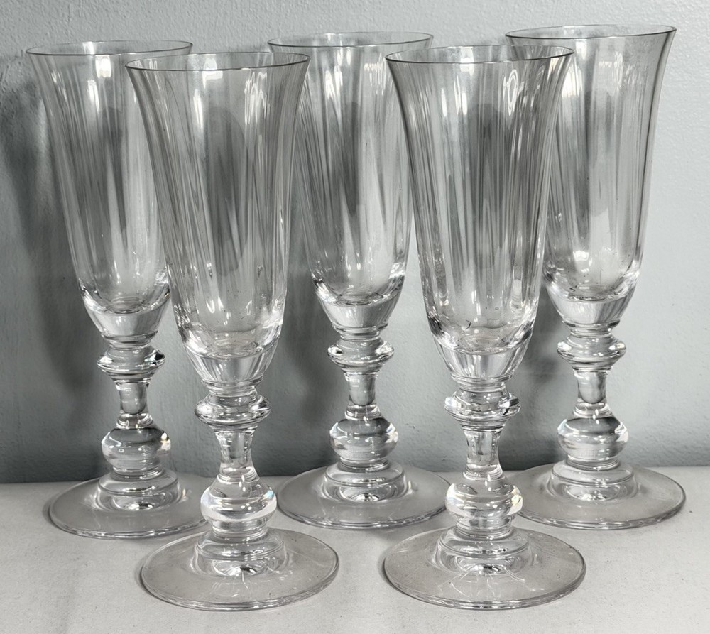 Set of 5 Mikasa French Countryside 7 5/8″ Champagne Flutes Optic Mint