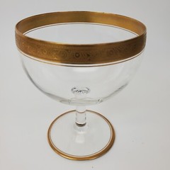Set of 4 Italian Crystal w/Gold Encrusted Swag Rim Dessert Glasses 5.5″H X 4.5″W