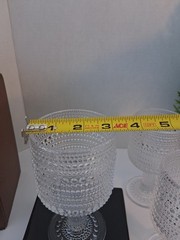 Godinger Lumina Wine Glasses;Clear Hobnail Bubble Glass;Scandinavian Look; 4 Pcs