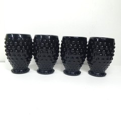 Indiana Tiara Hobnail Ebony Black – Set of 4 Flat Tumbler Glasses Vintage