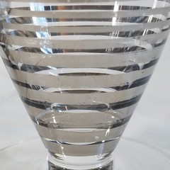 Daum France 6 Goblet Set 5″ Glasses Silver Stripes SIGNED RARE 8 Ounces