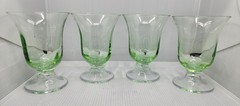 Set Of 4 Fostoria Green Footed Tumbler Glass