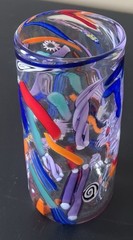 Signed Bruce Freund Millefiori & Cane Studio Art Glass Tumbler Murano Style MINT