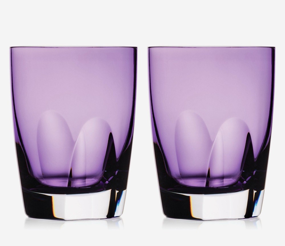 Waterford W Collection Connoisseur Heather Purple DOF Tumbler 16oz Set of 2 BNIB