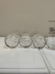 Vtg Silver 25th Anniversary Clear Glass Pitcher 6 Glasses Silver Accent Set Gift