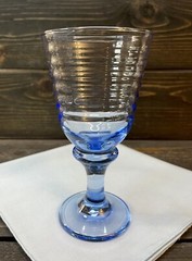 Vintage Libbey Sirrus Blue Wine Glass Goblet Ribbed Design 7” Sold Individually