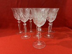 Set Of 8 Gorham Crystal Rosewood White Wine Glasses (A1766). 7 7/8” H X 3 5/8” W