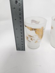 Vintage Florida Souviner Glassware Set of 3 White Glass with Metalic Gold Map