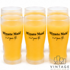 Minute Maid Juice Glass Set of 6 Frosted Vintage Black Fruit Your Life Logo
