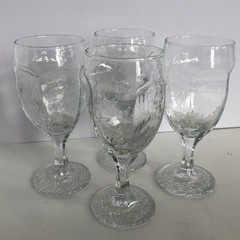 Libby Chivalry Clear Wine Glass Stemware Textured Design 8 OZ 6.25″ Set of 4 EUC